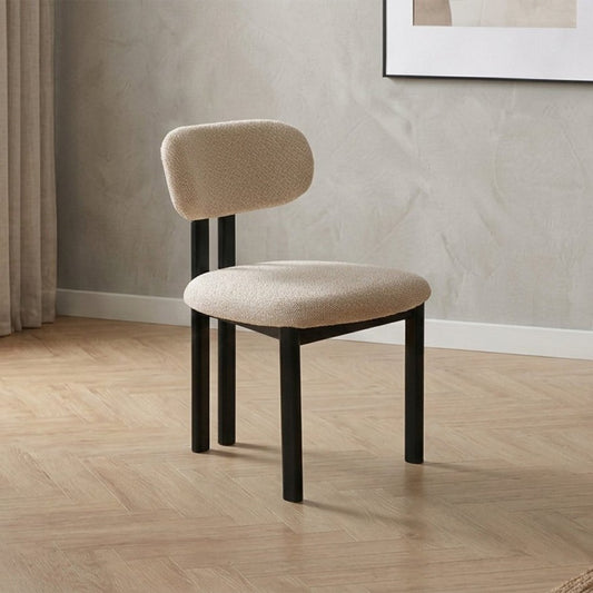 Lot de 2 chaises tissu texturé écru pieds noir — Leona - Vue 2
