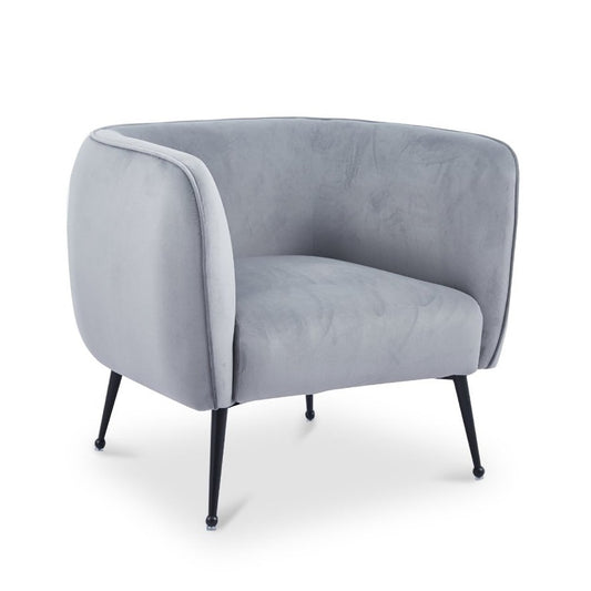 Fauteuil cabriolet velours gris pieds noir — Perry - Vue 2