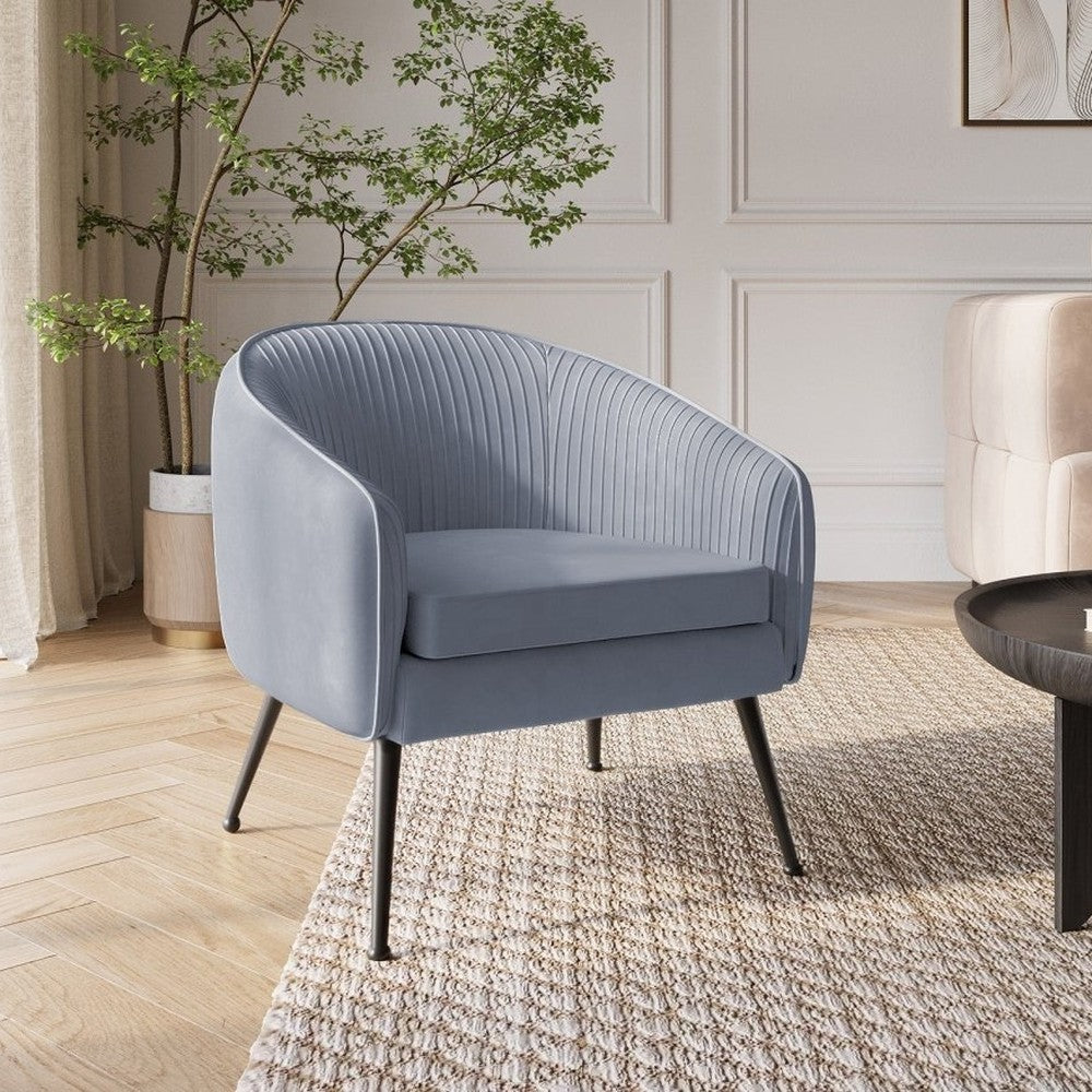 Fauteuil cabriolet velours gris pieds noir — Trecy 