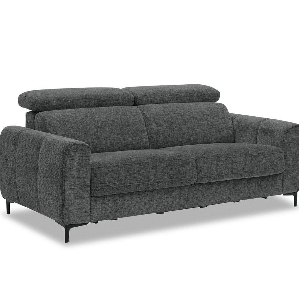 Canapé convertible 3 places velours texturé gris — Caleb