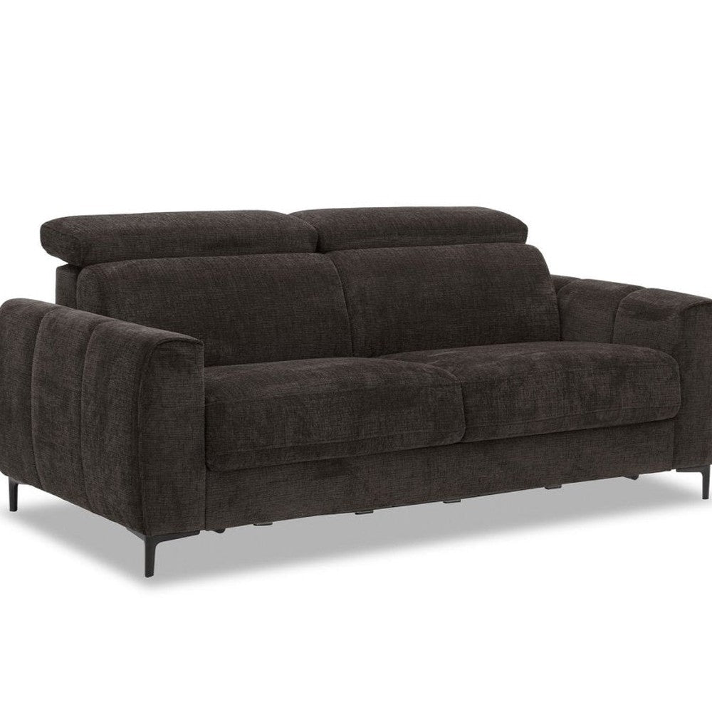 Canapé convertible 3 places velours texturé marron — Caleb