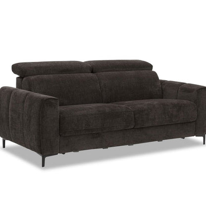 Canapé convertible 3 places velours texturé marron — Caleb