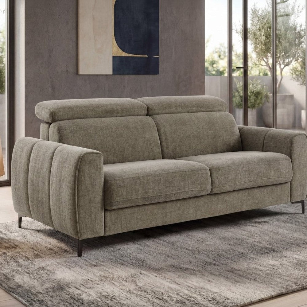 Canapé convertible 3 places velours texturé taupe — Caleb