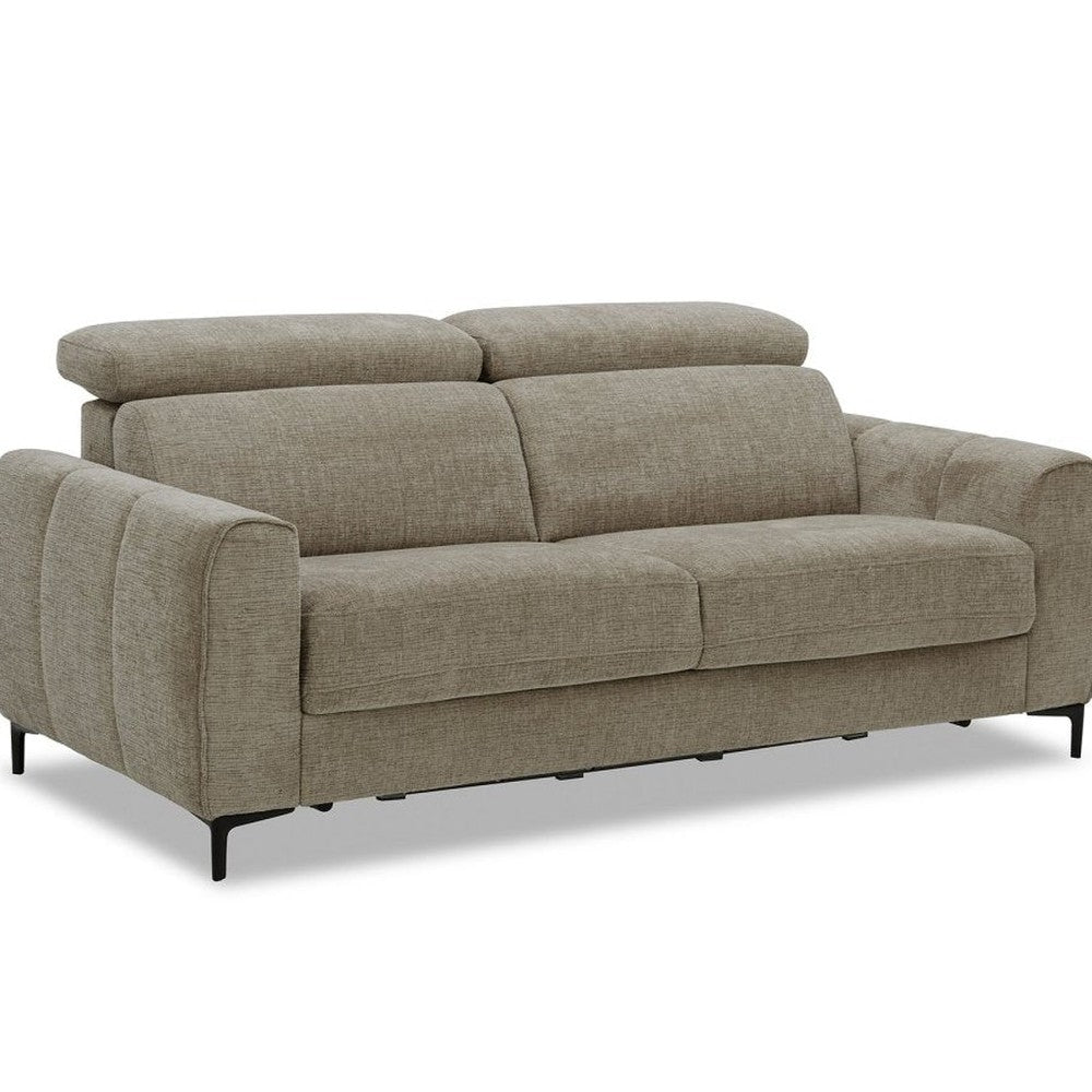 Canapé convertible 3 places velours texturé taupe — Caleb