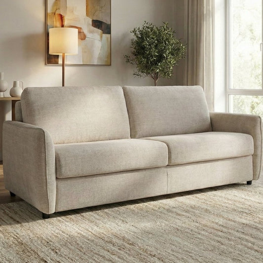 Canapé convertible 3 places velours texturé beige — Chiara