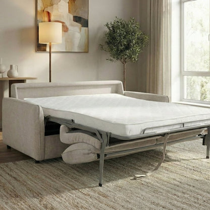 Canapé convertible 3 places velours texturé beige — Chiara