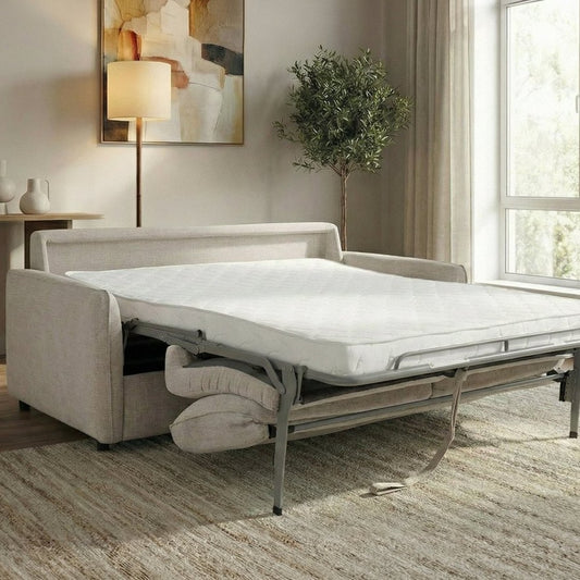 Canapé convertible 3 places velours texturé beige — Chiara
