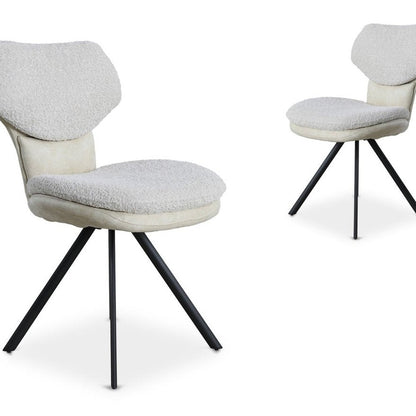 Lot de 2 chaises bouclette beige — Milia