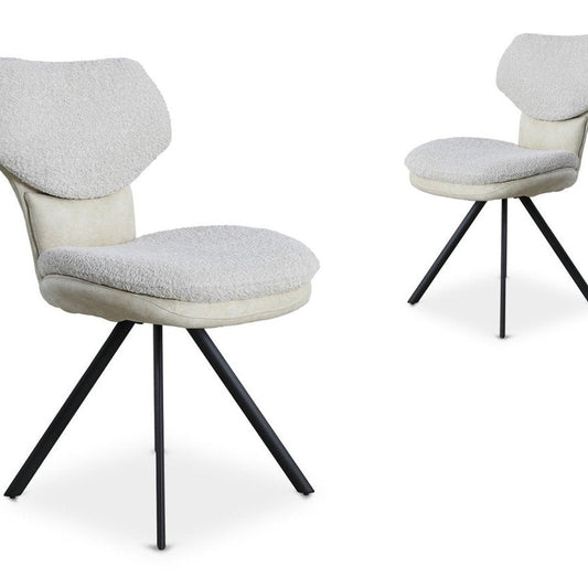 Lot de 2 chaises bouclette beige — Milia