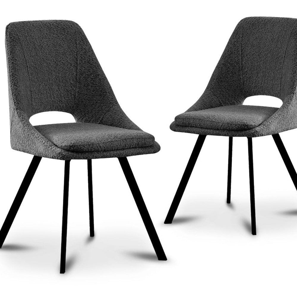 Lot de 2 chaises effet mouton gris foncé — Narcisse 