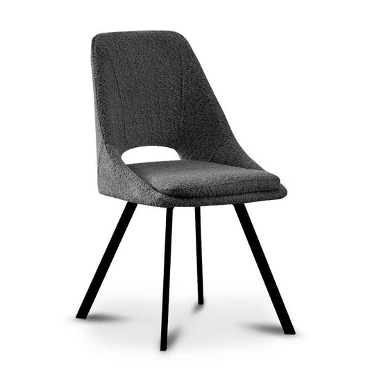 Lot de 2 chaises effet mouton gris foncé — Narcisse - Vue 2
