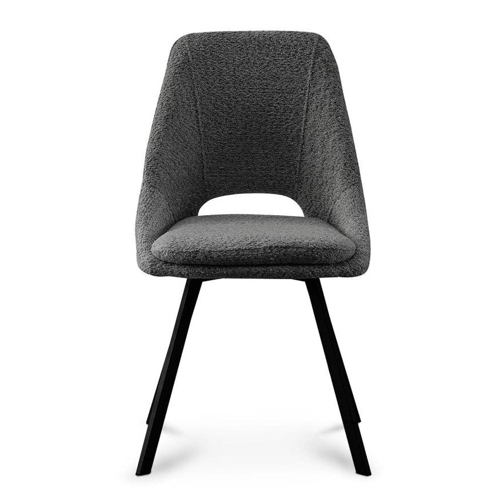 Lot de 2 chaises effet mouton gris foncé — Narcisse - Vue 3