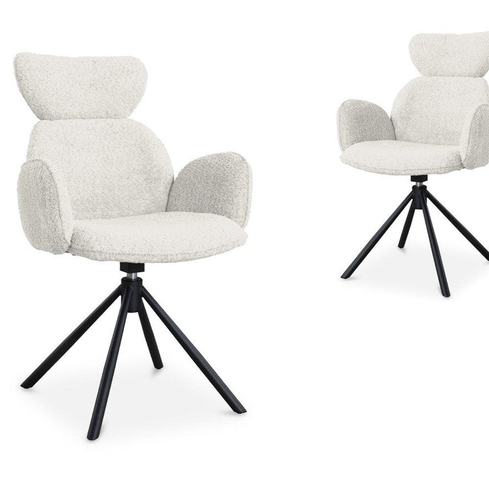 Lot de 2 chaises pivotantes mouton beige — Magy 