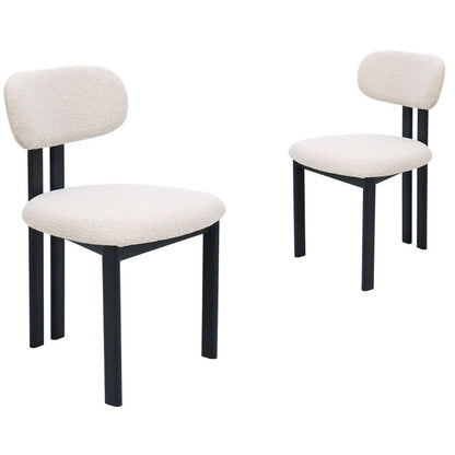 Lot de 2 chaises tissu texturé écru pieds noir — Leona 