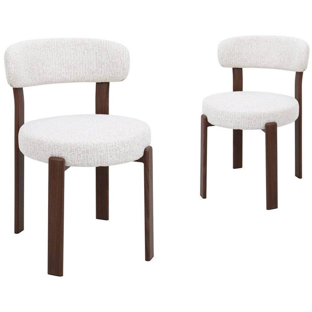 Lot de 2 chaises velours écru pieds marron — Maryse 