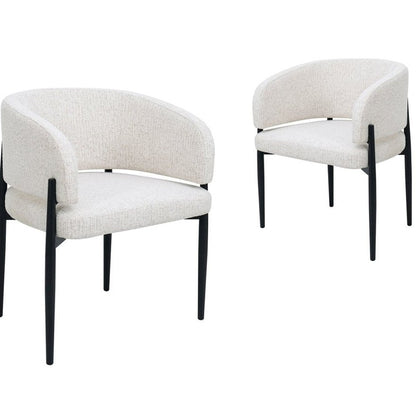 Lot de 2 chaises velours écru pieds noir — Diana 