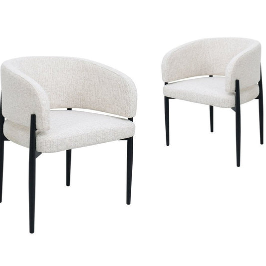 Lot de 2 chaises velours écru pieds noir — Diana 