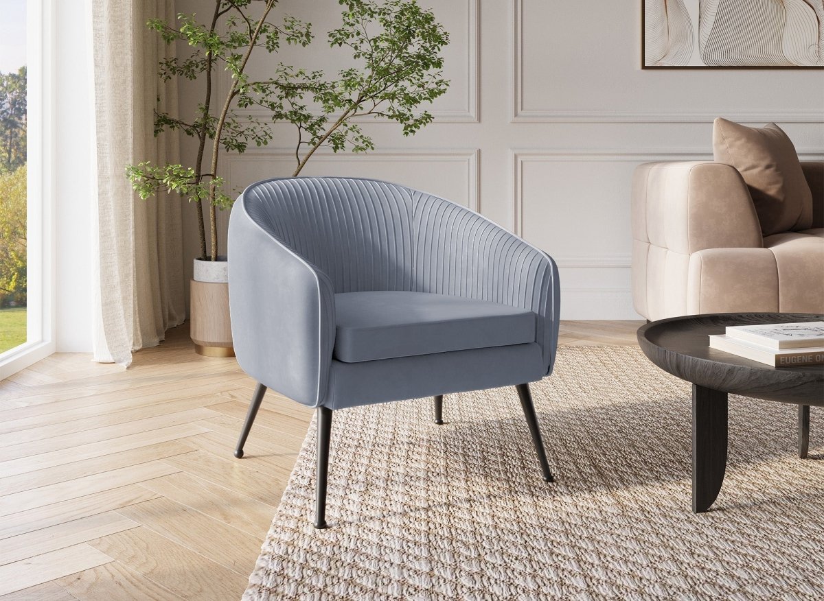 Fauteuil cabriolet velours gris pieds noir — Trecy