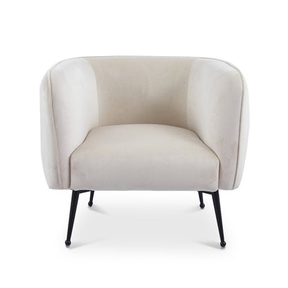 Fauteuil cabriolet velours beige pieds noir — Perry - Vue 3