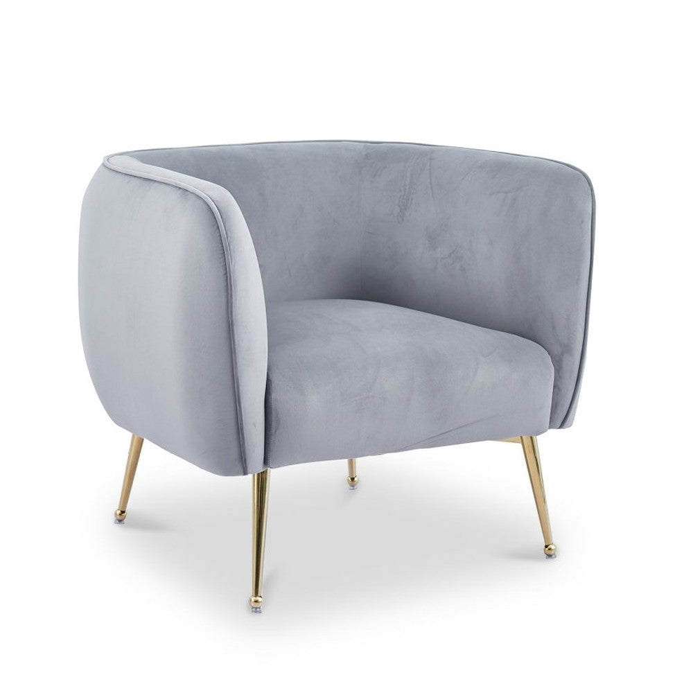 Fauteuil cabriolet velours gris pieds doré — Perry - Vue 2