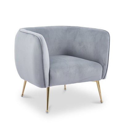 Fauteuil cabriolet velours gris pieds doré — Perry - Vue 2