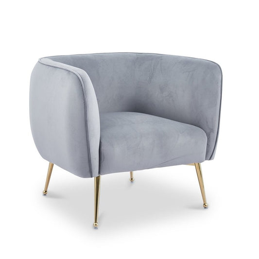 Fauteuil cabriolet velours gris pieds doré — Perry - Vue 2