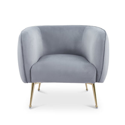 Fauteuil cabriolet velours gris pieds doré — Perry - Vue 3