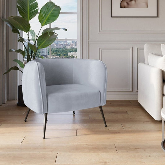 Fauteuil cabriolet velours gris pieds noir — Perry