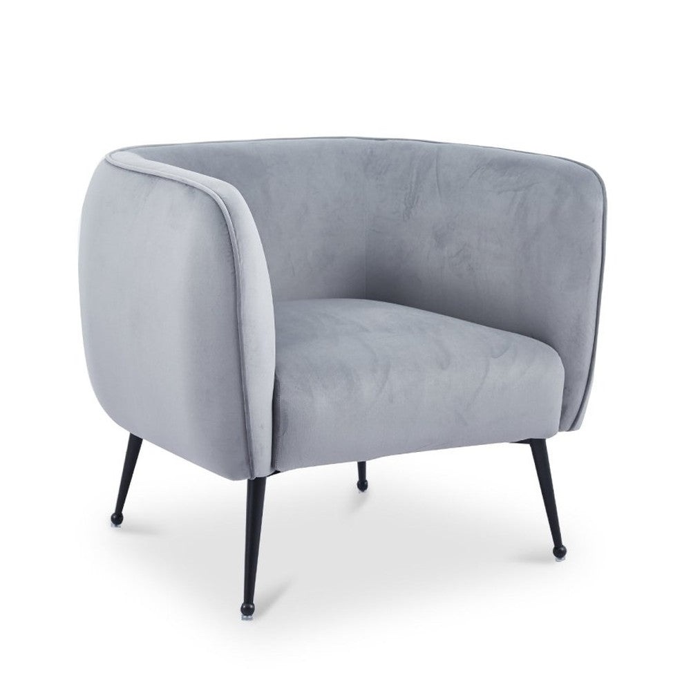Fauteuil cabriolet velours gris pieds noir — Perry - Vue 2