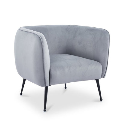 Fauteuil cabriolet velours gris pieds noir — Perry - Vue 2