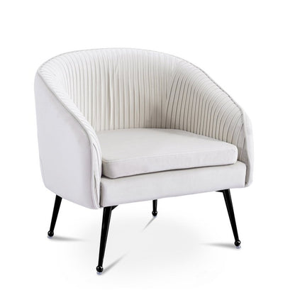 Fauteuil cabriolet velours beige pieds noir — Trecy - Vue 2