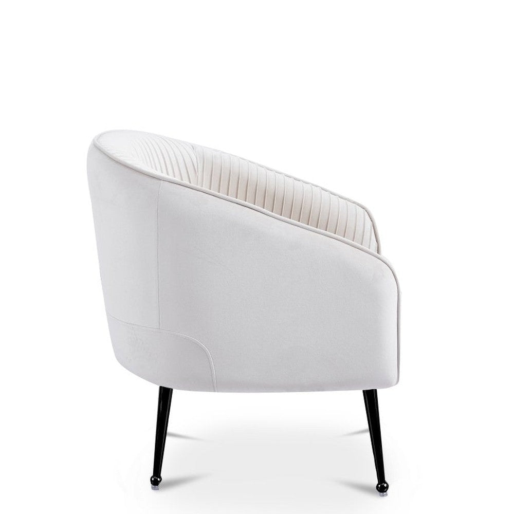 Fauteuil cabriolet velours beige pieds noir — Trecy - Vue 3