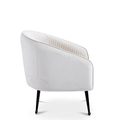 Fauteuil cabriolet velours beige pieds noir — Trecy - Vue 3