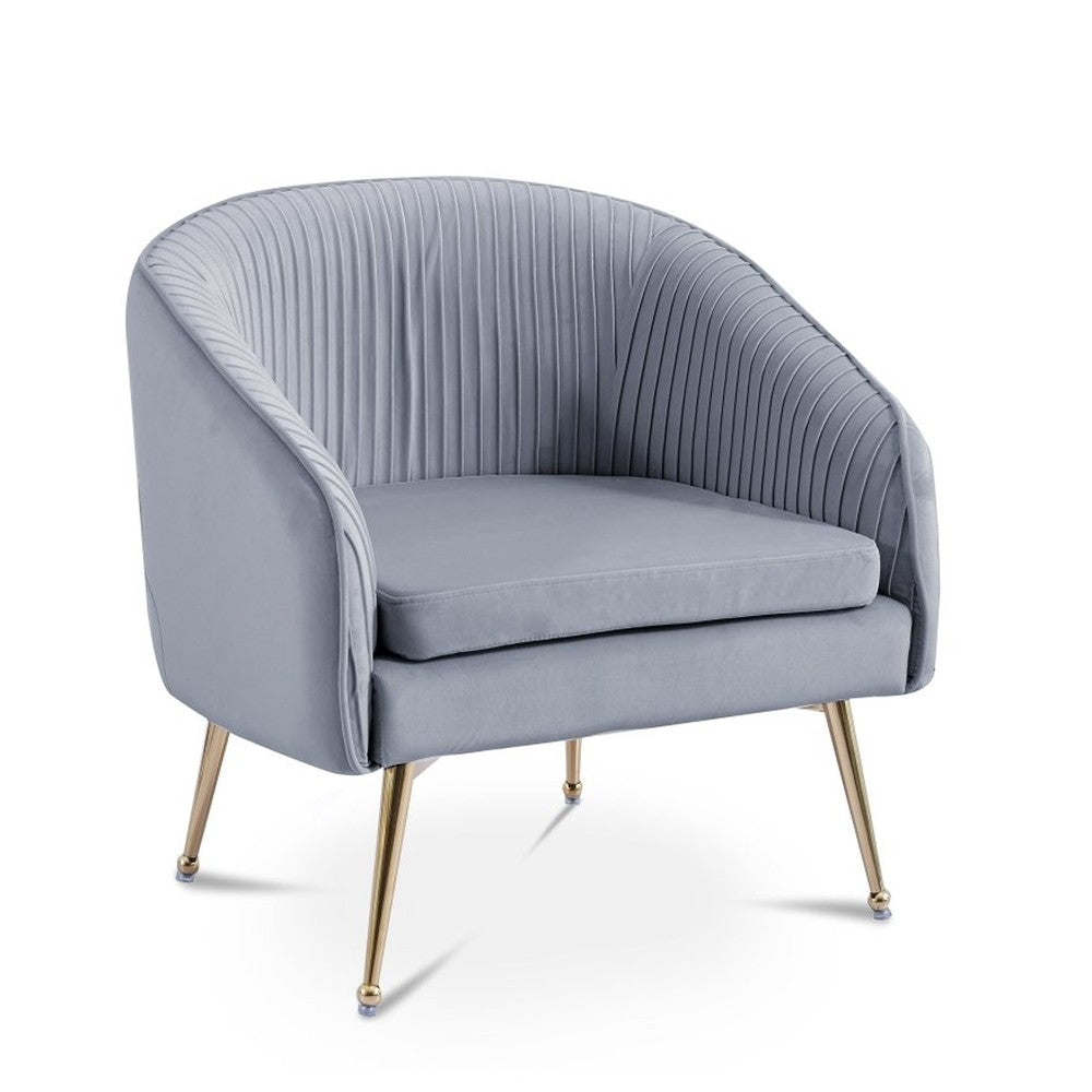 Fauteuil cabriolet velours gris pieds doré — Trecy - Vue 2