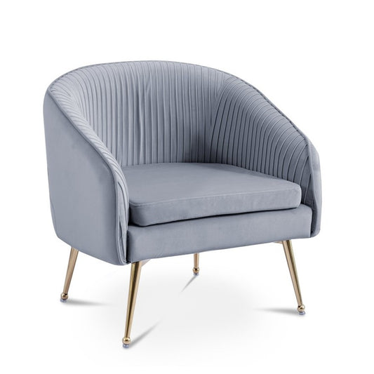 Fauteuil cabriolet velours gris pieds doré — Trecy - Vue 2