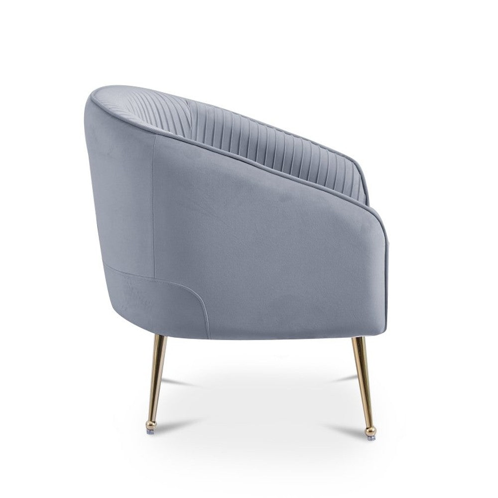 Fauteuil cabriolet velours gris pieds doré — Trecy - Vue 3