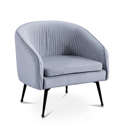 Fauteuil cabriolet velours gris pieds noir — Trecy - Vue 2