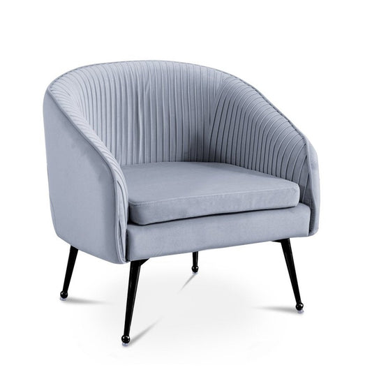 Fauteuil cabriolet velours gris pieds noir — Trecy - Vue 2