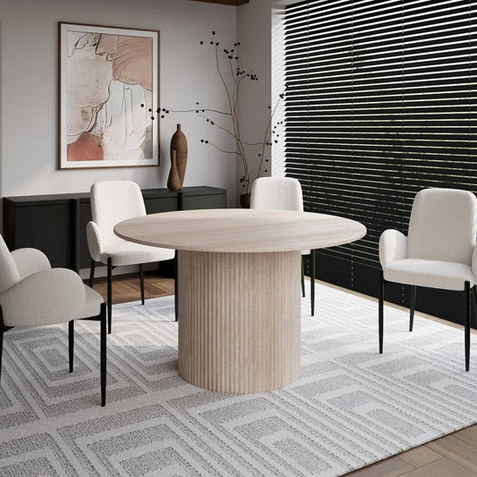 Table ronde plateau marbre blanc 4 personnes — Aubrey