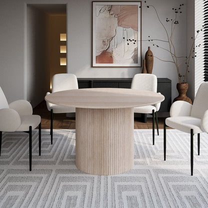 Table ronde plateau marbre blanc 4 personnes — Aubrey