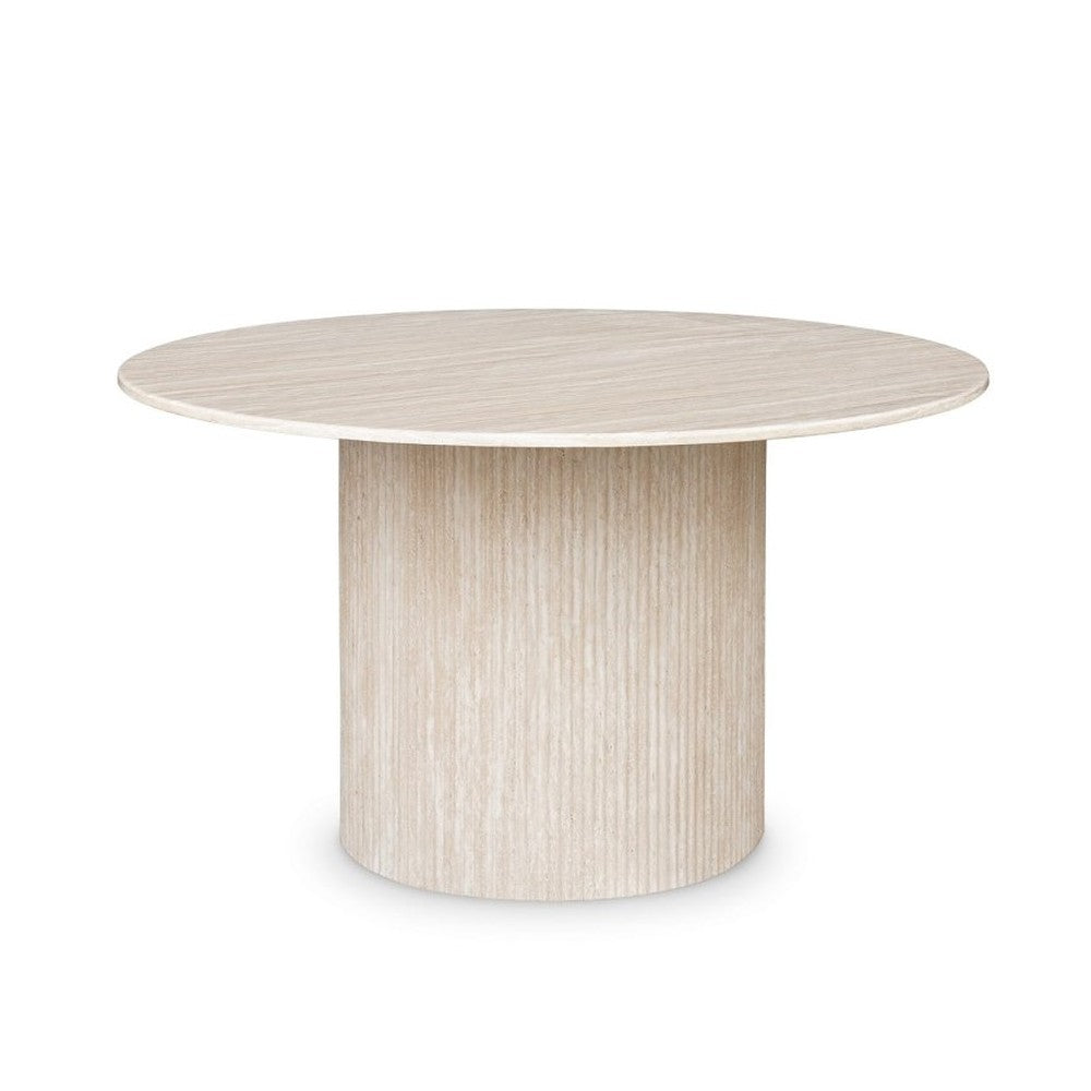 Table ronde plateau marbre blanc 4 personnes — Aubrey