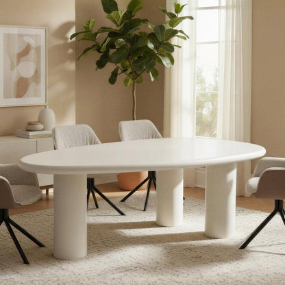 Table à manger asymétrique beige 8 personnes — Aveline