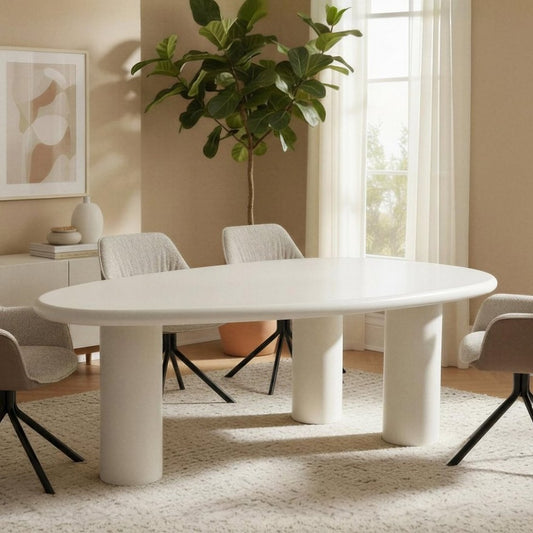 Table à manger asymétrique beige 8 personnes — Aveline