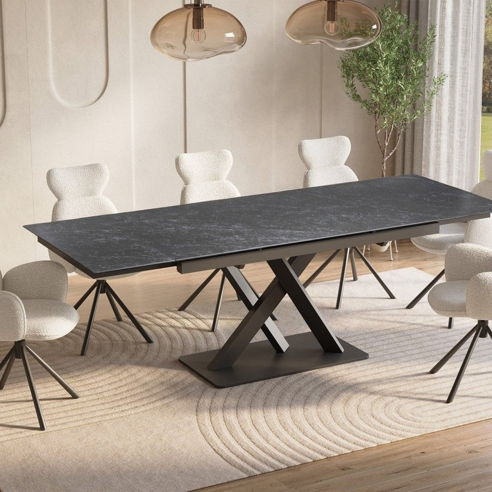 Table extensible céramique noire 6-10 personnes — Classique