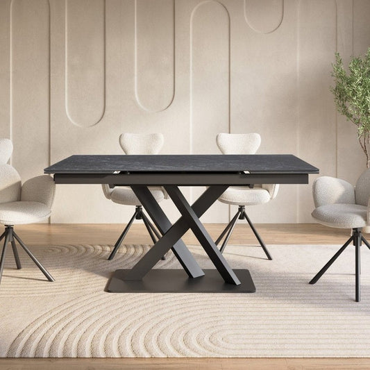 Table extensible céramique noire 6-10 personnes — Classique