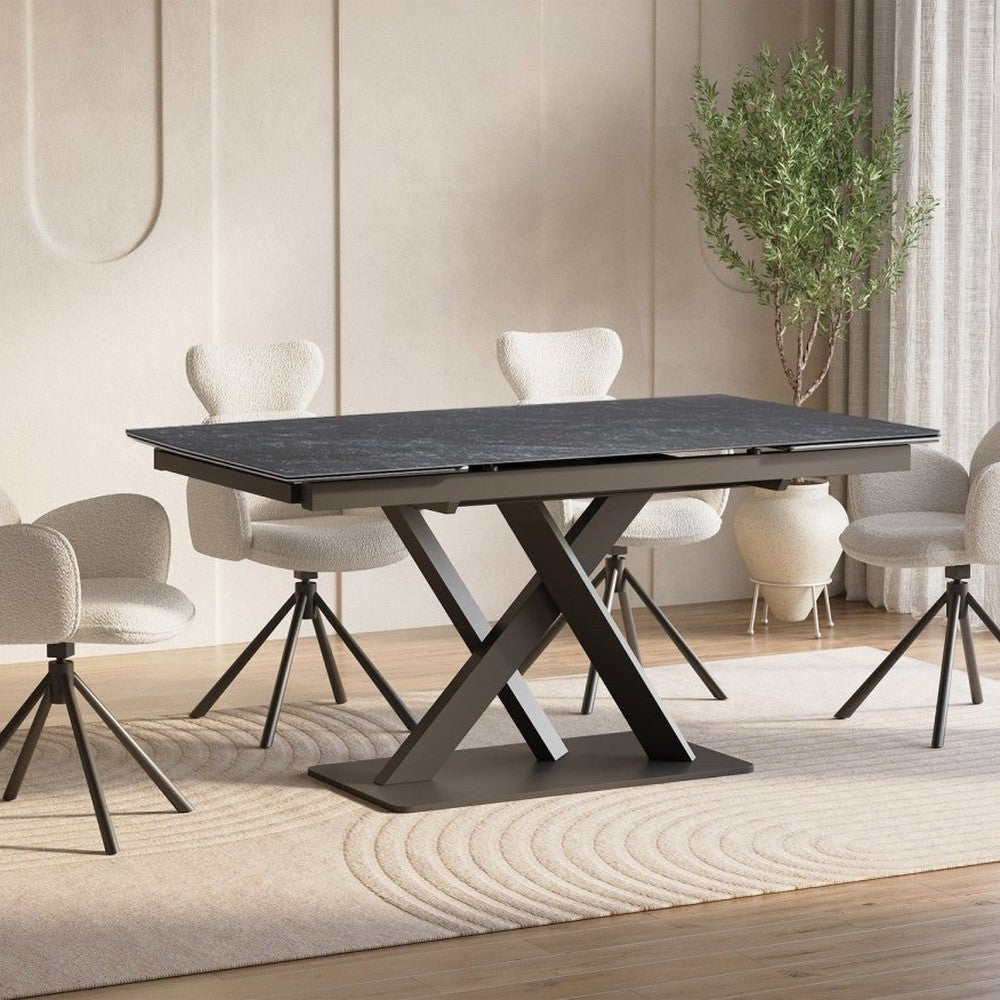 Table extensible céramique noire 6-10 personnes — Classique