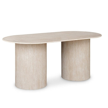 Table ovale marbre composite beige 6 personnes — Dhara