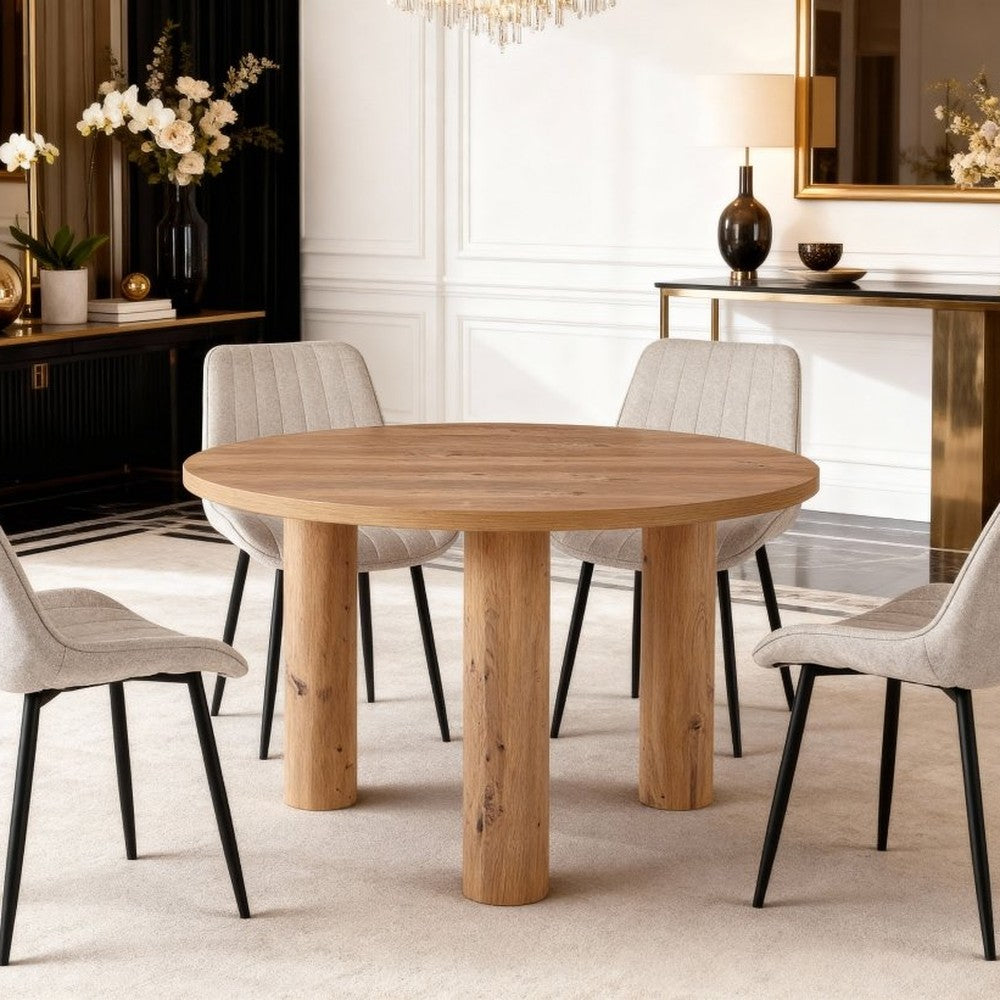 Table ronde effet bois 120 cm — Lorina