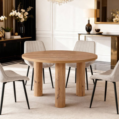 Table ronde effet bois 120 cm — Lorina
