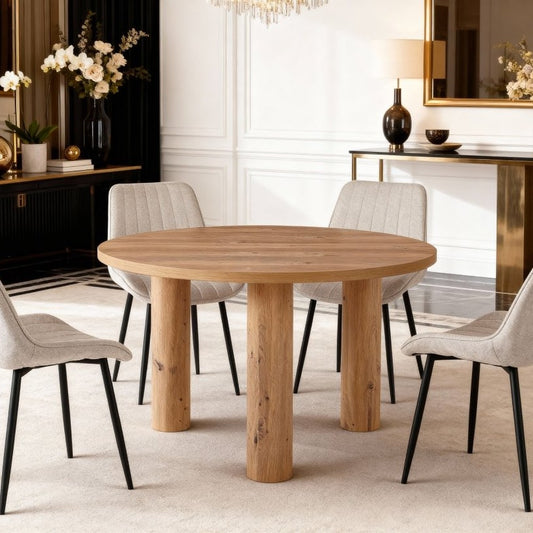 Table ronde effet bois 120 cm — Lorina